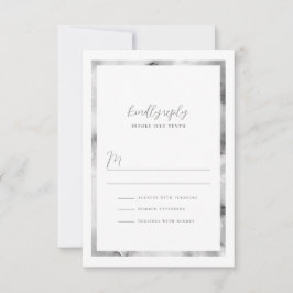 Zwart en wit marmeren kader formeel schrifttype tr RSVP kaartje
