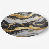 Zwart en wit marmeren patroon met goud papieren bordje (Gekanteld)