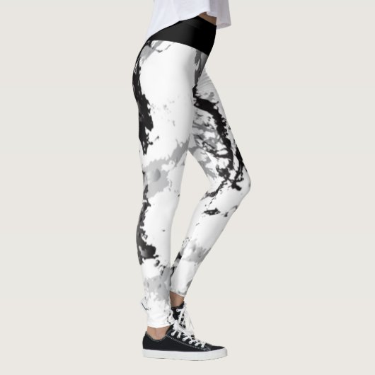 Zwart en wit marmerontwerp - geschikt voor gebruik leggings (Rechts)