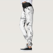 Zwart en wit marmerontwerp - geschikt voor gebruik leggings (Links)