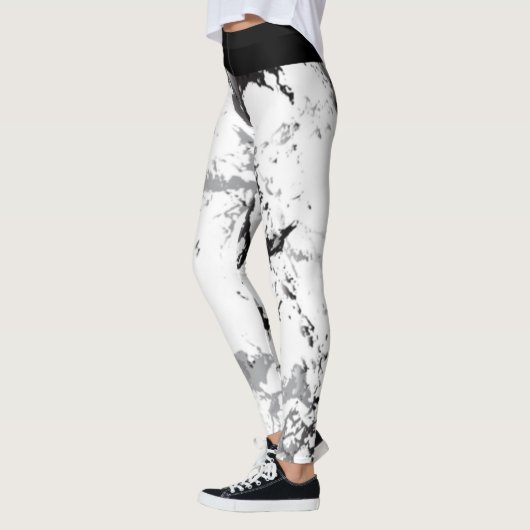Zwart en wit marmerontwerp - geschikt voor gebruik leggings (Links)