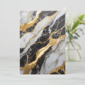 Zwart en wit marmerpatroon met goud kaart (Staand voorkant)