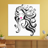 Zwart en wit  meisje canvas afdruk (Insitu (Woonkamer))