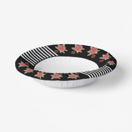 Zwart en wit met bloemen papieren kommen