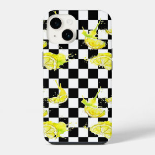 Zwart en Wit met Citroenen iPhone 14 Hoesje
