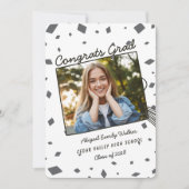 Zwart en Wit met de Hand Getekende Doodle Afstudee Kaart (Voorkant)