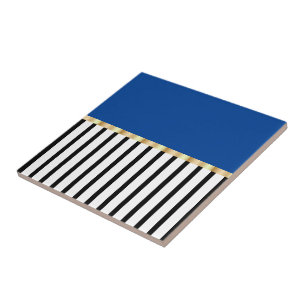 Zwart en wit met een Pop van blauw keramische Tege Tegeltje