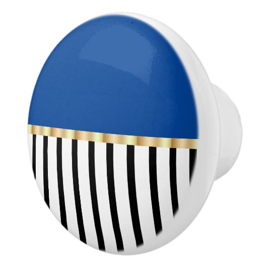 Zwart en wit met een Pop van blauw keramische trek Keramische Knop (Rechts)