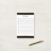 Zwart en wit met gouden rand takenlijst post-it® notes (Op bureau)