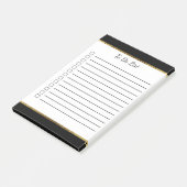 Zwart en wit met gouden rand takenlijst post-it® notes (Schuin)