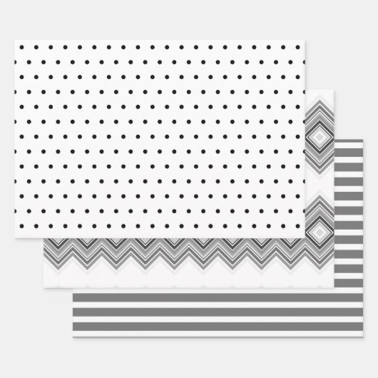 Zwart en wit met grijze maag inpakpapier vel (Set)
