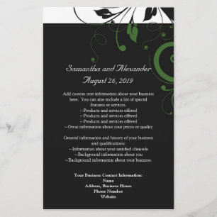 Zwart en wit met groene spiraalaccenten flyer