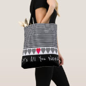 Zwart en wit met hart tote bag (Dichtbij)