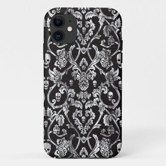 Zwart en wit, met ledige schedeldemaserpatroon. Case-Mate iPhone case (Achterkant)