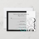 Zwart en wit met omgekeerde tealwerveling RSVP kaartje (Achterkant)