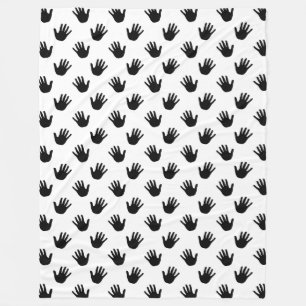 Zwart en wit met polka stippen-handafdrukken fleece deken