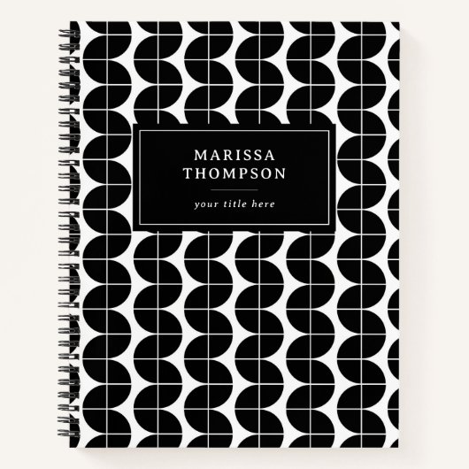 Zwart en wit Mid Century Modern Abstract Custom Notitieboek (Voorkant)