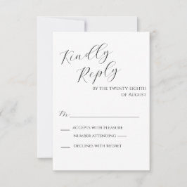 Zwart en wit minimalistisch antwoordkaart RSVP kaartje