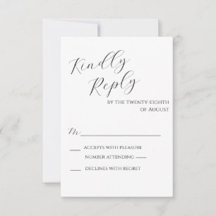 Zwart en wit minimalistisch antwoordkaart RSVP kaartje