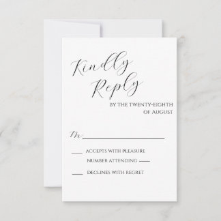 Zwart en wit minimalistisch antwoordkaart RSVP kaartje