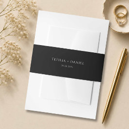 Zwart en Wit Minimalistisch Elegant Uitnodigingen Wikkel