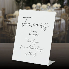 Zwart en wit minimalistisch elegante script favori reclamebord met voetstuk