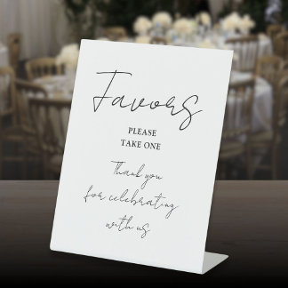 Zwart en wit minimalistisch elegante script favori reclamebord met voetstuk