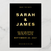 Zwart en wit - minimalistisch modern huwelijk spar folie uitnodiging (Voorkant)