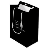 Zwart en Wit Minimalistisch Modern Monogram Medium Cadeauzakje (Voorkant Gekanteld)