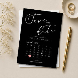 Zwart en wit minimalistisch Save The Date-agenda Kaart