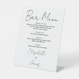 Zwart en wit minimalistisch script barmenu reclamebord met voetstuk