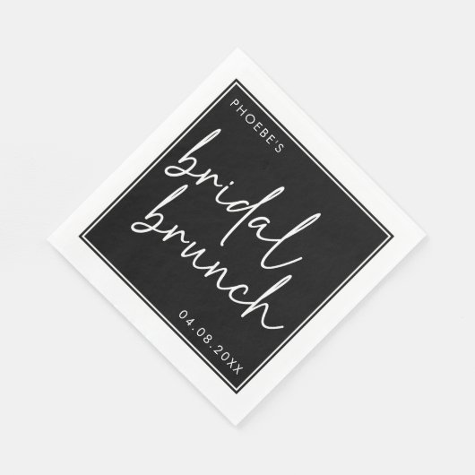Zwart en Wit Minimalistisch Script Bruidsbrunch Servet (Hoek)