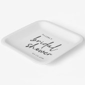 Zwart en Wit Minimalistisch Script Bruidsdouche Papieren Bordje (Gebogen)