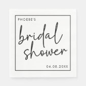 Zwart en Wit Minimalistisch Script Bruidsdouche Servet (Voorkant)