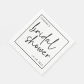 Zwart en Wit Minimalistisch Script Bruidsdouche Servet (Hoek)