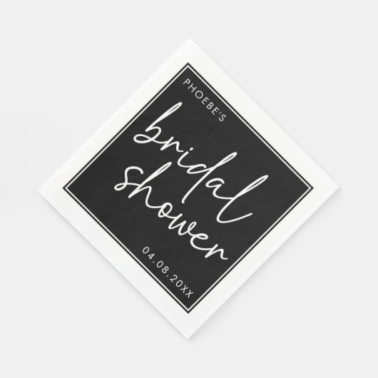 Zwart en Wit Minimalistisch Script Bruidsdouche Servet (Hoek)