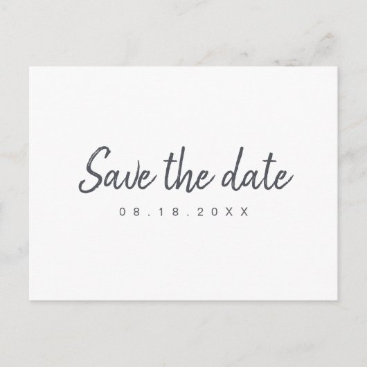 Zwart en wit minimalistisch script slaat de datum  aankondigingskaart (Voorkant)