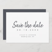 Zwart en wit minimalistisch script slaat de datum  save the date (Voorkant / Achterkant)