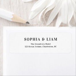 Zwart en Wit Minimalistisch Script Trouwadres Etiket