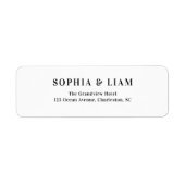 Zwart en Wit Minimalistisch Script Trouwadres Etiket (Voorkant)