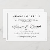 Zwart en Wit Minimalistisch Uitstel Huwelijk Aankondiging (Voorkant / Achterkant)