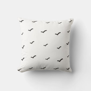 Zwart en wit minimalistisch vogelpatroon/afdrukken kussen