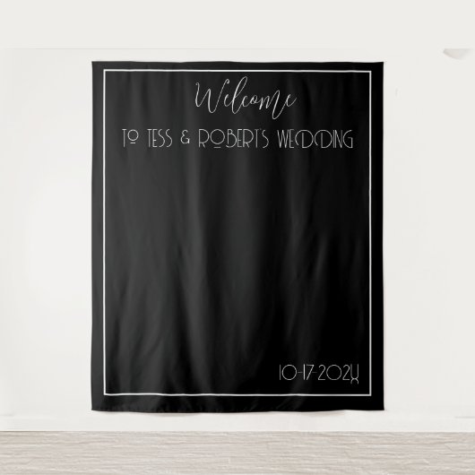 Zwart en wit minimalistisch wandkleed (Voorkant)