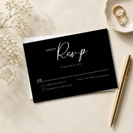 Zwart en Wit Minimalistische Elegante Trouwdag RSVP Kaartje