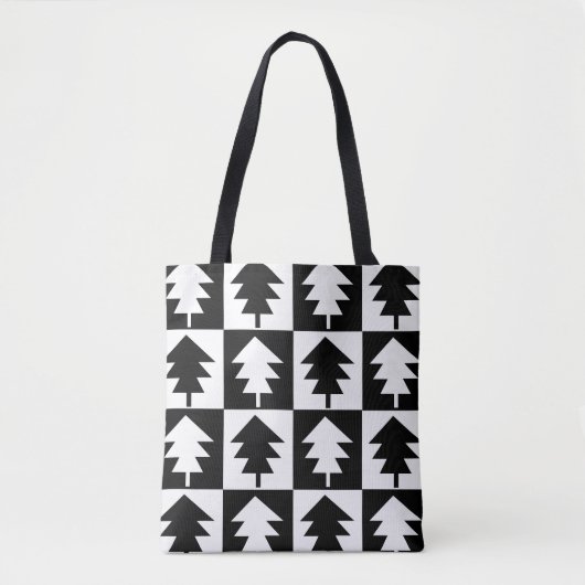 Zwart en Wit Minimalistische Moderne Kerstboom Tote Bag (Voorkant)