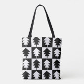 Zwart en Wit Minimalistische Moderne Kerstboom Tote Bag (Achterkant)