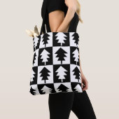 Zwart en Wit Minimalistische Moderne Kerstboom Tote Bag (Dichtbij)