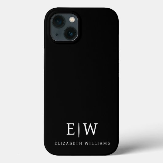 Zwart en Wit Minimalistische Moderne Monogram Case-Mate iPhone Case (Achterkant)