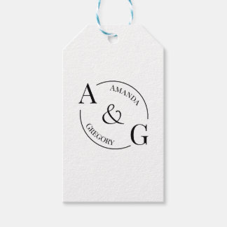 Zwart en Wit Minimalistische Monogram Naam Cadeaut Cadeaulabel