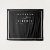 Zwart en wit minimalistische trouw achtergrond wandkleed (Voorkant (horizontaal))